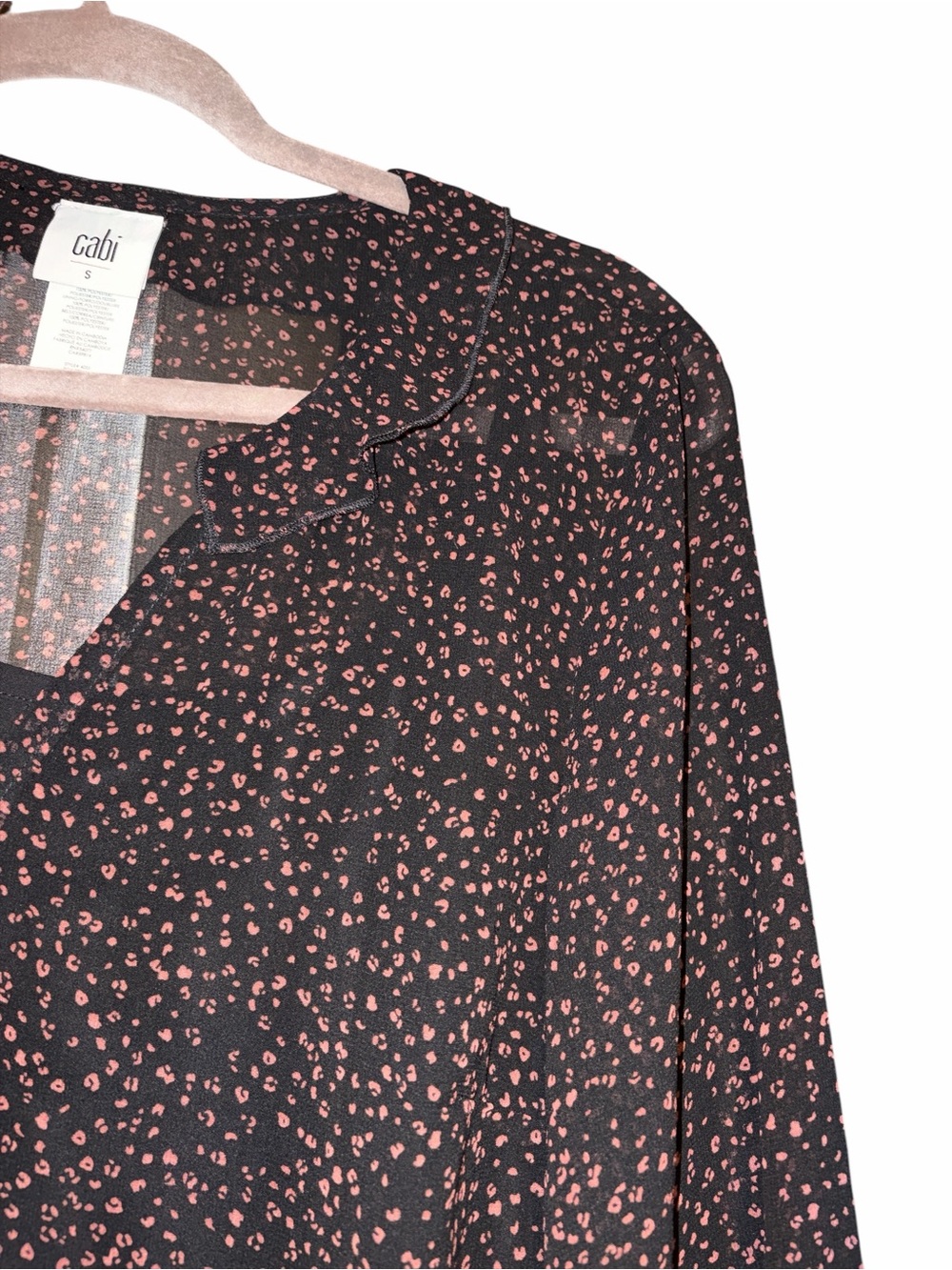 CAbi Black Long Sleeve Shift Dress with Brown Dot Print - Picture 2 of 3
